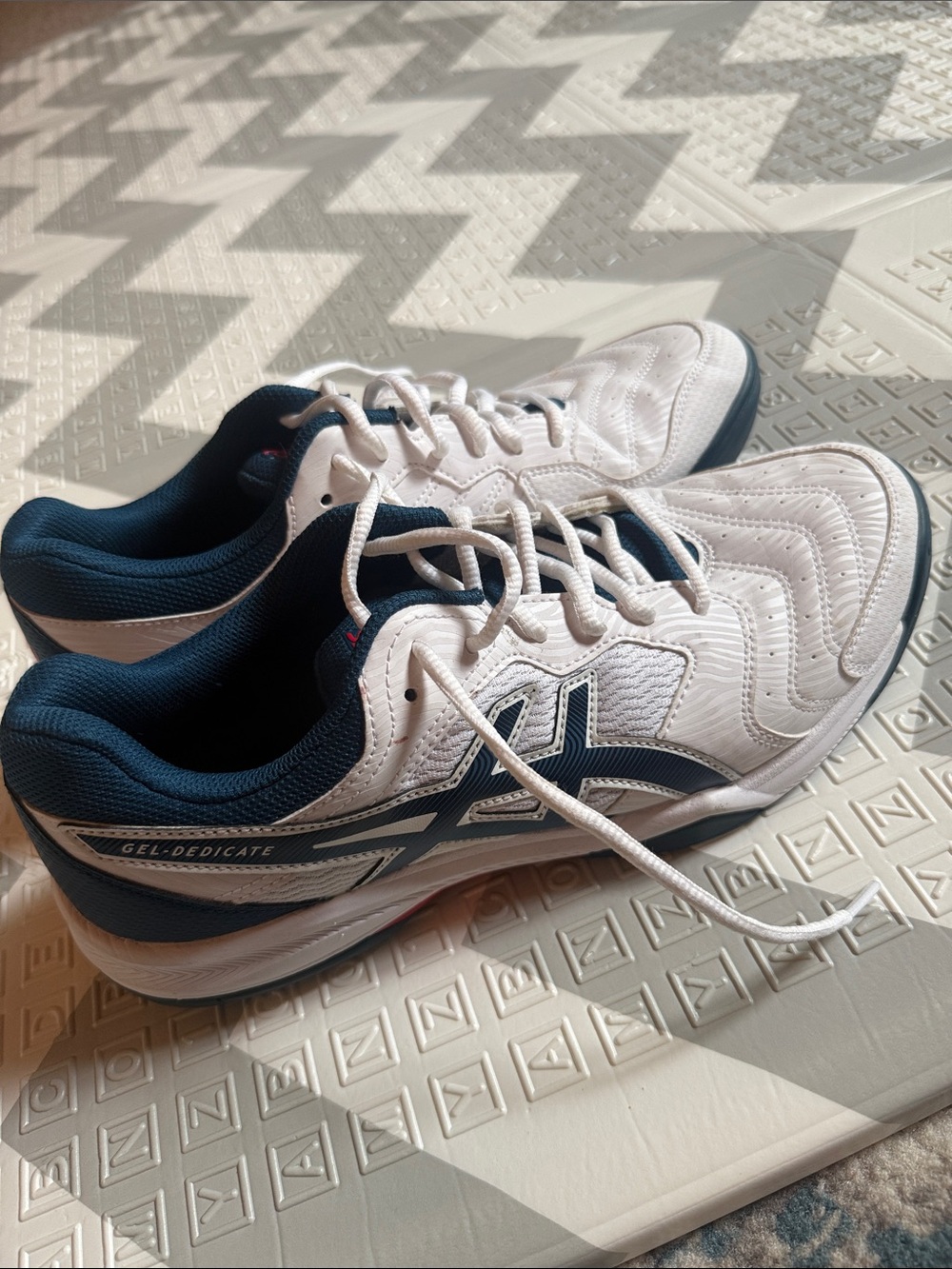 Asics White & Navy GEL-Dedicate Athletic Tennis Shoes